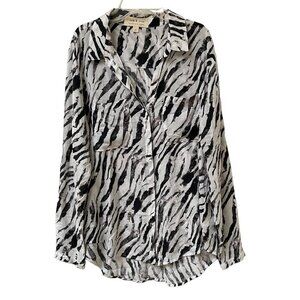 Cloth and Stone Shirt Blouse Womens Large Animal Print Holiday Party Office Work